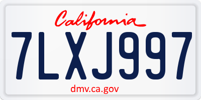 CA license plate 7LXJ997