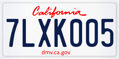CA license plate 7LXK005