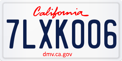 CA license plate 7LXK006