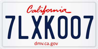 CA license plate 7LXK007