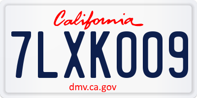 CA license plate 7LXK009