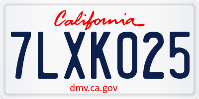 CA license plate 7LXK025