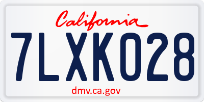 CA license plate 7LXK028
