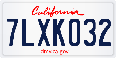 CA license plate 7LXK032