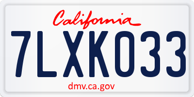 CA license plate 7LXK033