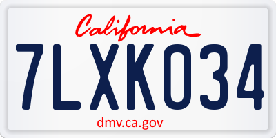 CA license plate 7LXK034