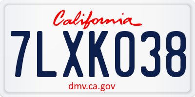 CA license plate 7LXK038