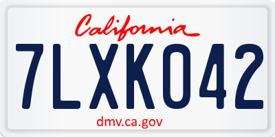 CA license plate 7LXK042