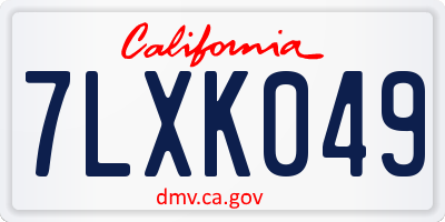 CA license plate 7LXK049