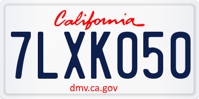 CA license plate 7LXK050