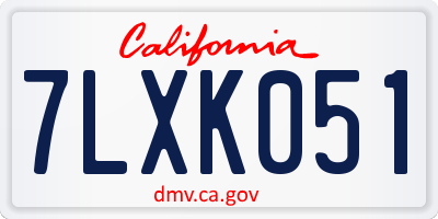 CA license plate 7LXK051