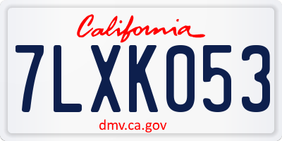 CA license plate 7LXK053