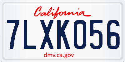 CA license plate 7LXK056