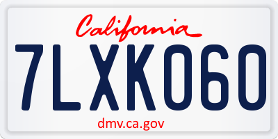 CA license plate 7LXK060