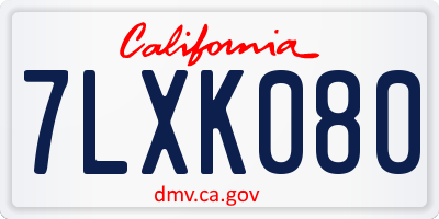 CA license plate 7LXK080