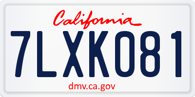 CA license plate 7LXK081