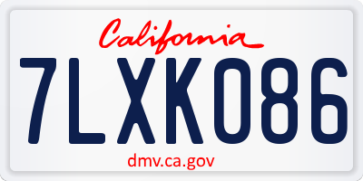 CA license plate 7LXK086