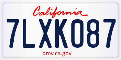 CA license plate 7LXK087