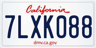 CA license plate 7LXK088