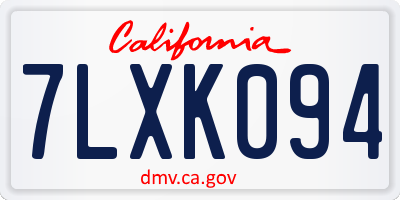 CA license plate 7LXK094