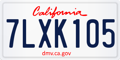 CA license plate 7LXK105