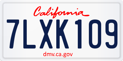 CA license plate 7LXK109