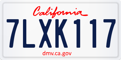 CA license plate 7LXK117