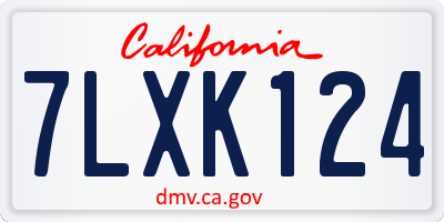 CA license plate 7LXK124