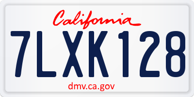 CA license plate 7LXK128