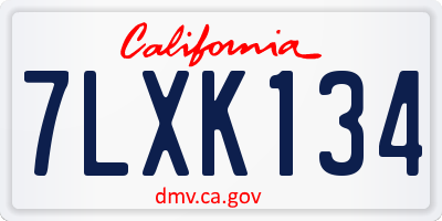 CA license plate 7LXK134