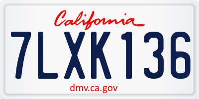CA license plate 7LXK136
