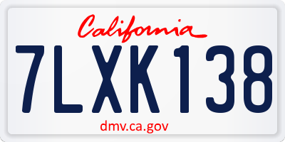 CA license plate 7LXK138