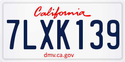 CA license plate 7LXK139