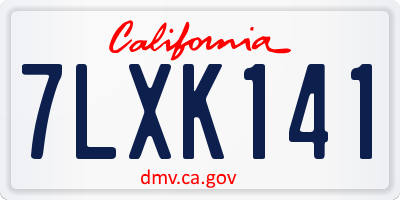 CA license plate 7LXK141
