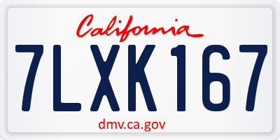 CA license plate 7LXK167