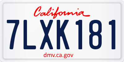 CA license plate 7LXK181