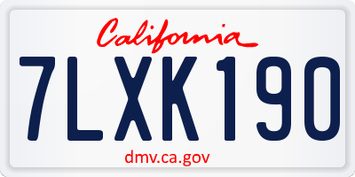 CA license plate 7LXK190