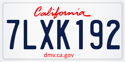 CA license plate 7LXK192