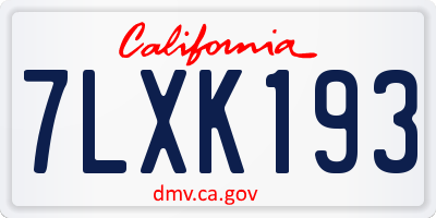 CA license plate 7LXK193