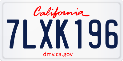 CA license plate 7LXK196