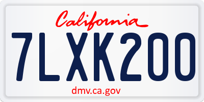 CA license plate 7LXK200