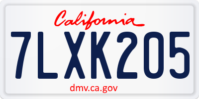 CA license plate 7LXK205
