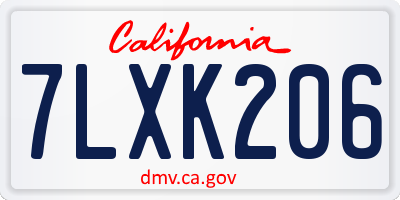 CA license plate 7LXK206