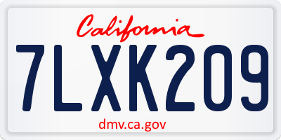 CA license plate 7LXK209