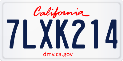 CA license plate 7LXK214
