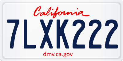 CA license plate 7LXK222