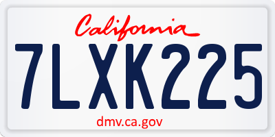 CA license plate 7LXK225