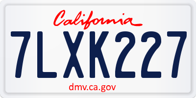 CA license plate 7LXK227