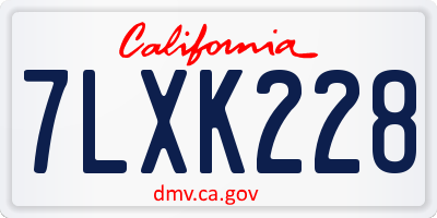 CA license plate 7LXK228