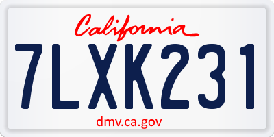 CA license plate 7LXK231